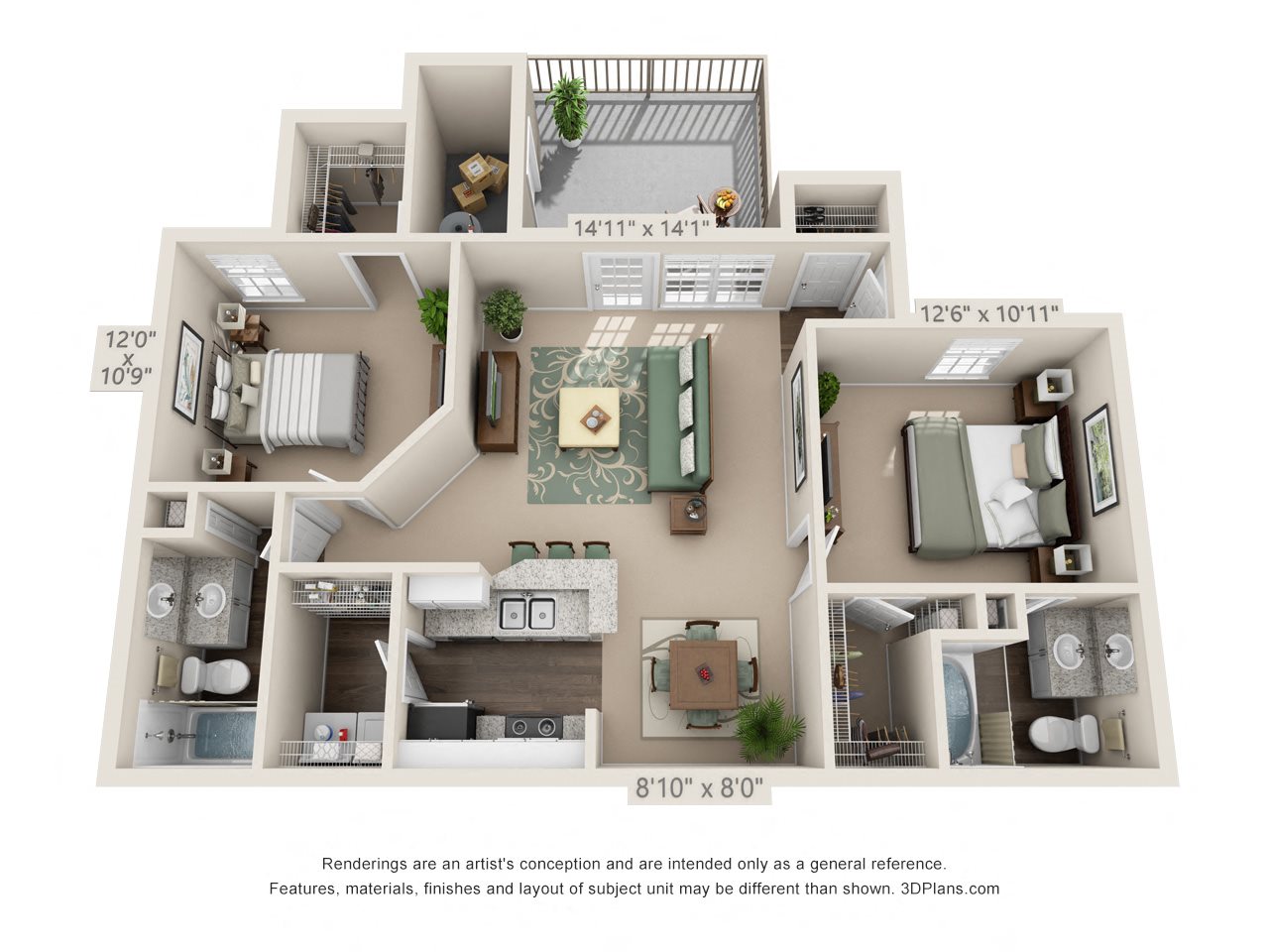 Two bedroom, two bath apartment in Savannah